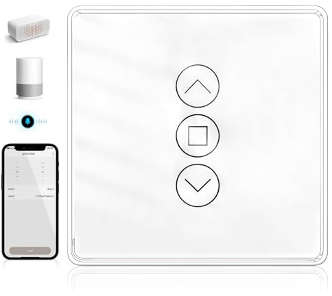 Interrupteur intelligent pour volet roulant, commande vocale, commande vocale, contrôle de volet roulant, compatible avec Alexa/Google Home/Smart Life