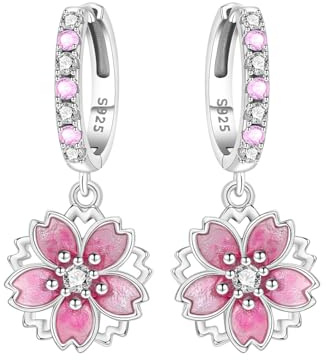 MISEFF 925 Silber Anhänger Ohrringe, Schmetterlinge und Blumen und Blätter Design - Mode Schmuck Geschenk für empfindliche Ohren