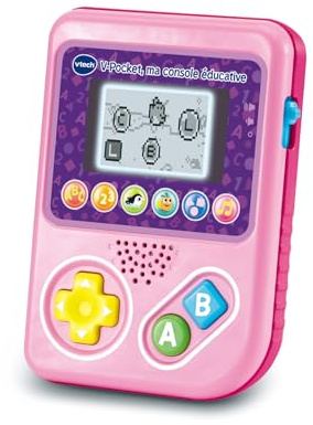 VTech - V-Pocket, Ma Console Éducative Rose - Console de Jeux Portable Enfant, Intuitive et Personnalisable - Jeux Éducatifs et Chansons - Cadeau Enfant de 3 Ans à 7 Ans - Contenu en Français