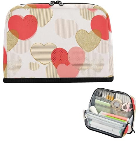 decor gift Pencil Case Box Large Capacity Luxury Valentines Heart Rose Gold Makeup Bag Sturdy for Nurse School Must Haves estuche para lápices