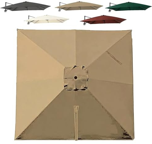 SXYHCK 3x3/3x4/2.5x2.5m Housse De Rechange pour Parasol Déporté Toile De Rechange pour Parasol Carré 8 Baleines Anti-UV Dessus De Parapluie De Remplacement(Khaki,2.5x2.5m/8.2x8.2ft)