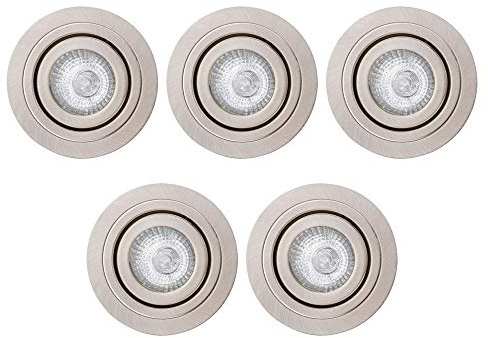 LITECRAFT Recessed Downlight IP65 Rated Tiltable Spotlight - (Satin Chrome, Pack of 5)