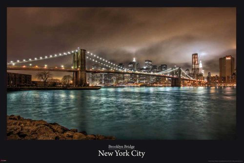 empireposter New York - Brooklyn Bridge High Dynamic R - Poster New York Brooklyn Bridge - Grösse 91,5x61 cm