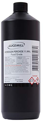 Lucemill Hydrogen Peroxide 11.99% Food Grade I 1 Litre I Liquid Hydrogen Peroxide Food Grade I Unstabilised I Eco Friendly I Additive Free