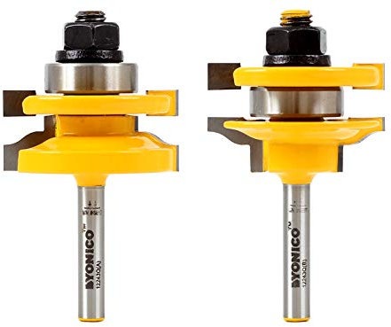 Yonico 12243q - 2 Bit Rail and Stile Router Bit Set, Ogee - Stock Size: 3/4 to 1 - 1/4 Shank