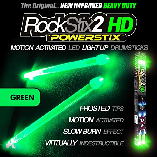 VERT - LED ECLAIRE BAGUETTES DE TAMBOUR - ROCKSTIX