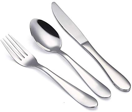 VANRA 3 Pièces Couverts de Table,18/10 Inox Enfant Fourchette Cuillère et Couteau pour Enfant,Convient aux Enfants de Plus de 3 Ans