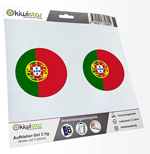 KIWISTAR - 2X Kennzeichenaufkleber - Portugal - Kennzeichen Aufkleber Sticker Nummernschild Land Country Nation