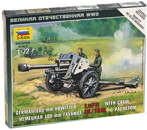 Zvezda ZVE-6121 1:72 Deutsche Haubitze leFH-18-Modellbausatz,Plastikbausatz, Bausatz zum Zusammenbauen, detaillierte Nachbildung, unlackiert