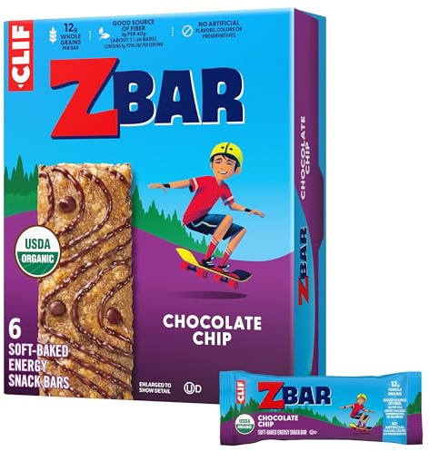 Zbar - Chocolate Chip - Soft-Baked Energy Snack Bars - Non-GMO - 12g Whole Grains - USDA Organic Granola Bars (6 Pack)