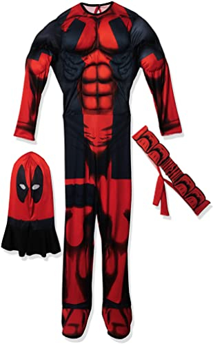 Rubie's Official Marvel Deadpool Deluxe, Adult Costume, Standard Up to 42 inch Chest, Red