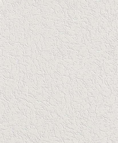 Rasch Tapete 444704 - Weiße Vliestapete mit grober Strukur in Putz-Optik