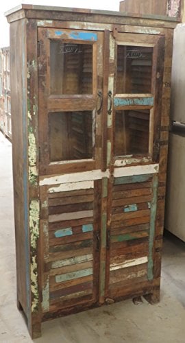 GURU SHOP Glasschrank, Glasvitrine, Küchenschrank - Modell 6, Braun, 183x92x41 cm, Vitrinen