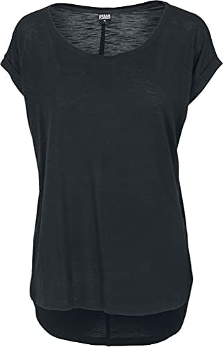 Urban Classics Damen Dames Long Back Shaped Slub Tee T Shirt, Schwarz (Black 7), L EU