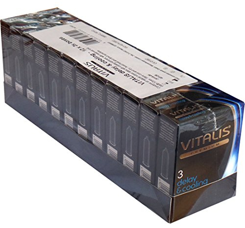 Vitalis Premium Delay & Cooling Effekt - VORTEILSPACK - kalte Kondome mit Kühl-Effekt - sanfte Aktverlängerung, erfrischend prickelnde Gefühle, zuverlässige Sicherheit - 12 x 3 Stück