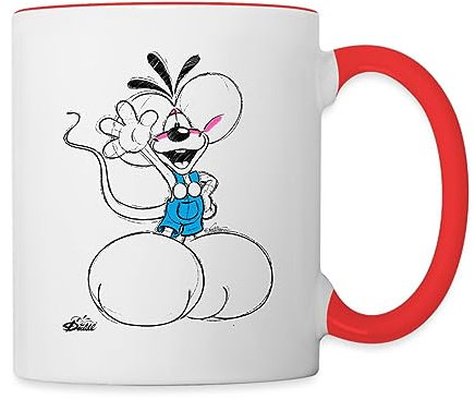 Spreadshirt Diddl Diddlmaus Winkt Fröhlich Tasse Zweifarbig, One size, Weiß/Rot