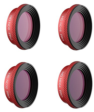 pgytech 4 Kamera Objektiv Filter für DJI Mavic Air Multicoated für Drone Quadcopter Rahmen Material Luftfahrt-Aluminium Legierung Objektiv Optisches Glas (ND8 ND16 ND32 ND64)