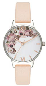 Olivia Burton Analog Quarzuhr für Damen mit Rötliches Lederarmband - OB16EG75