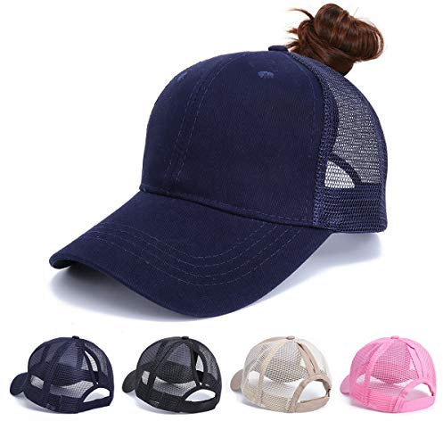 Earnmore Damen Baseball Cap - Pferdeschwanz Kappe Outdoor Mesh Basecap Retro Mützen Unisex Trucker Baseballkappe Hat Mit Zöpfen Loch Loop Hut Hohe Bun Herren