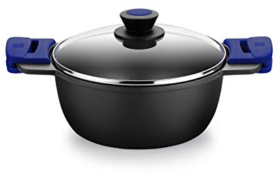 BRA Advanced Cacerola 20 cm, Aluminio Fundido con Antiadherente, sin PFOA Reforzado de Rendimiento Superior, Inducción, Negro Y Azul