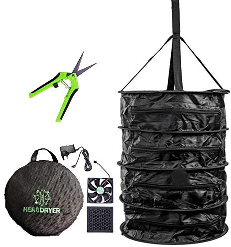HERB DRYER Bud Odour Free Drying, Fan, Carbon Filter, Dry Rack Net Hydroponics (XL - 60cm Diameter)