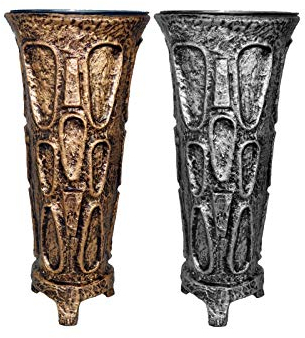 Henecka -Grabschmuck- Grabvase -Ornella- wählbar in Bronze pat. & Aluminium pat.; mit oder ohne Sockel; inklusive Friedhofsbürste (Grabvase Aluminium pat.)