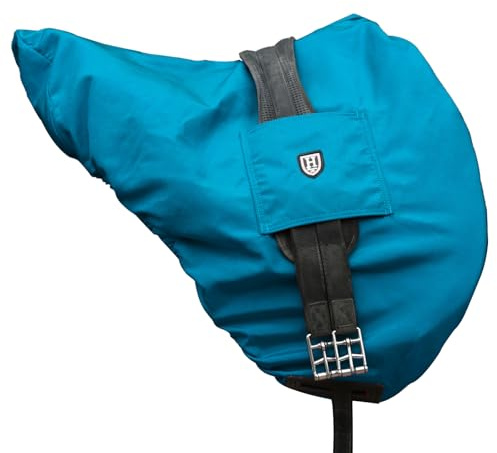 Harrison Howard Premium Dressage English Saddle Cover, Waterproof & Breathable Fleece-Lined Long Flap Saddle Protection Azure Blue
