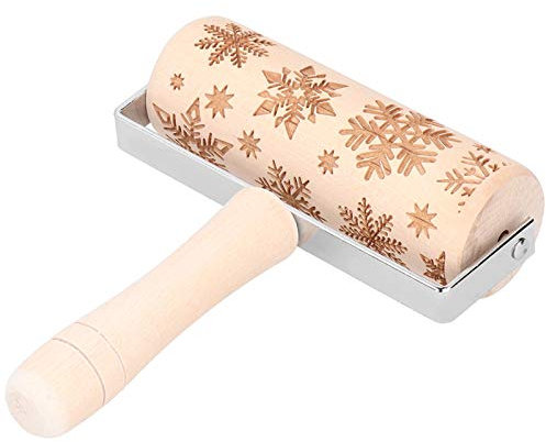 Teigwalze, 3D-Gravur-Teig-Nudelholz, Weihnachtsmuster Feuchtigkeitsbeständiger Mehrzweck zum Backen von Gebäck(Big Snowflake)