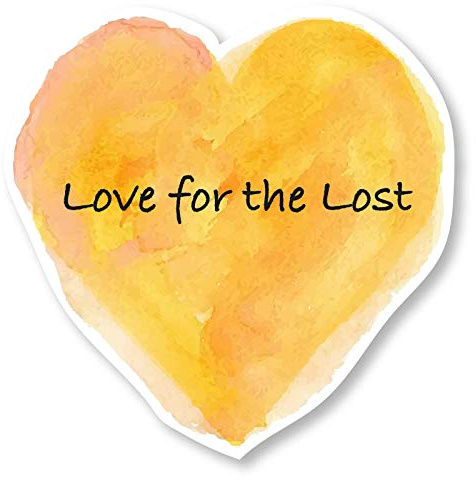 Vinyl-Aufkleber Love for the Lost, gelber Herzen, Gedenktafel (groß, 200 mm x 200 mm)