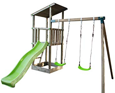 | MASGAMES | Parco giochi Talaia L con altalena | Scivolo | Ancoraggi inclusi | Legno trattato | Uso domestico |