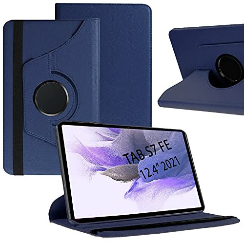 Galaxy Tab S7 FE Case, Multiple Angle 360° Folding Stand Pu Leather Cover Case for Samsung Galaxy Tab S7 FE 12.4 Inch Model SM-T730/T736B 2021 Release Tablet (BLUE)