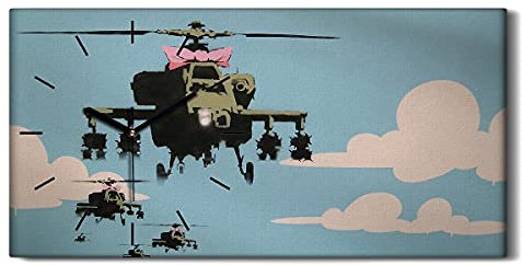 Coloray Uhr auf Leinwand - Schwarze Hände - Segeltuch Kunst Wand Uhr Wohnzimmer Dekoration Ohne Tickendes Geräusc - Happy Hubschrauber