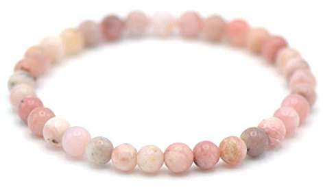 Miracles Minéraux Bracelet perle ronde 6 mm, pierre naturelle, création artisanale française, plus de 60 choix (Opale rose des Andes 6 mm)