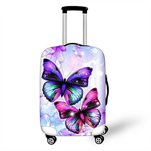 Morbuy Elastisch Kofferhülle Kofferschutzhülle Anti-Kratzer Staubdicht Kofferüberzug Luggage Protector Cover Kofferbezug Reisekofferabdeckung (Lila Schmetterling,L)