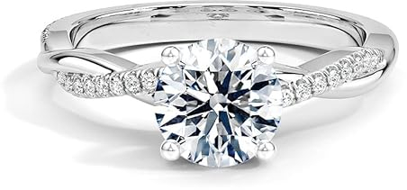Blocaci Verlobungsring Damenring 9 Karat (375) Weißgold Ring 1 CT Twisting Infinity Pave Besetzt Zirkonia Frau Verlobungsringe Damenring Echter Schmuck Antragsring Größe 60