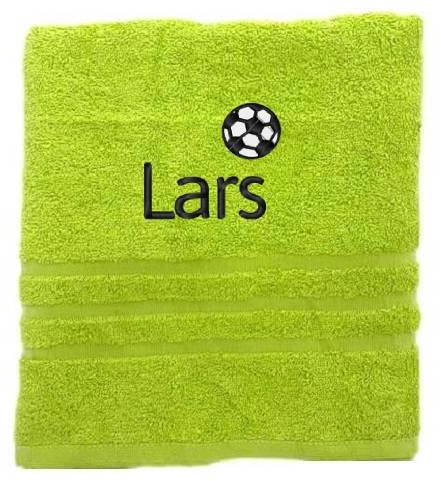 Personalisiertes Handtuch mit Namen Schön gestickter Name Handbadetuch 100% Baumwollhandtuch Personalized Custom Towel with Name (140 x 70 cm, Fußball)