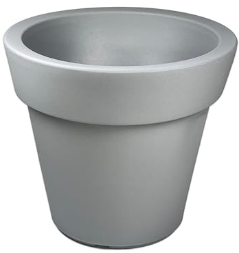Design-Pflanzkübel XXL Gemma Pflanzgefäß, Pflanzentopf/hochwertiger Kunststoff/Ø 50 cm, 40 Liter, H: 44 cm UV-beständig (Pflanztopf Farbe: Grau)