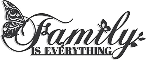 Family Metallwandkunst Wortschild Wanddekoration, Family Is Everything Wort Zeichen für Wohnkultur Wand, schwarz Eisen Wandkunst Plaque für Wohnzimmer, Esszimmer, Schlafzimmer, Housewarming