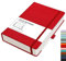 RETTACY Notizbuch A5 liniert - Dickes Tagebuch mit 320 nummerierten Seiten, 1 Rücktasche und hochwertigem Hardcover für Frauen und Männer im Büro oder in der Schule, 14,5 x 21 cm - Rot