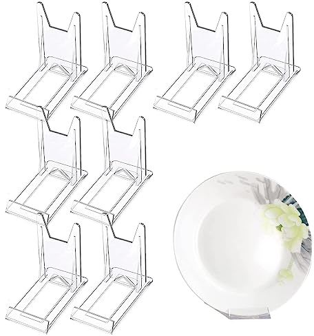 YSTrillion Tellerständer,8 Stück Acryl Ständer Kunststoff Tellerständer Verstellbar Telleraufsteller für Fotodisplays,Teller,Rahmen,Kochbücher,Tischkarten 11,3 * 10,1 * 6 cm
