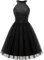 Dressystar Damen Ärmellos Cocktailkleid Kurz Elegant Pailletten Tüll Party Kleid Schwarz M