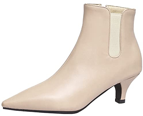 StyliShoes Stivaletti da donna Kitten Heel Elegante punta in pizzo Chelsea, albicocca, 44 EU