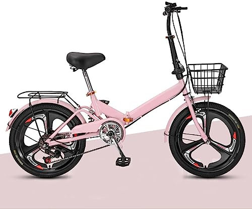 Klappfahrrad 6 Gang-Schaltung Kohlenstoffstahl Klapprad Citybike Schnellfaltsystem mit hinterem Gepäckträger, vorderem und hinterem Kotflügel für Erwachsene/Jugendliche A,20in