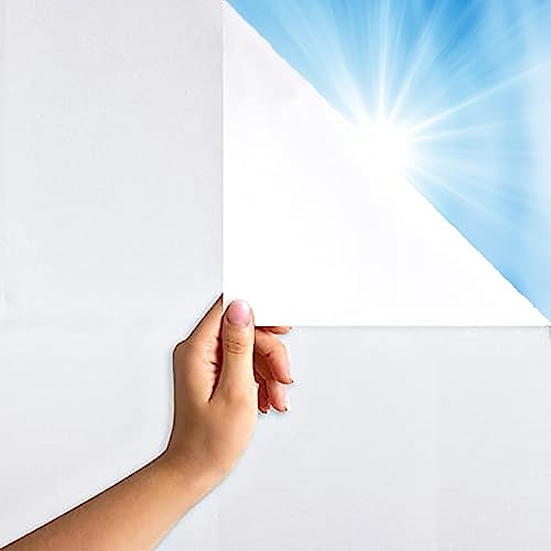 HOMTOL Fensterfolie selbsthaftend Blickdicht 40x200cm Weiß Milchglasfolie Statische Sichtschutzfolie Glasfolie Statische Haftung blickdichte Sonnenschutzfolie mit Anti-UV für Bad Zuhause Büro