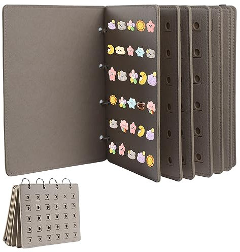 Qivine Broschennade Organizer für bis zu 180 Nadeln, Khaki Filz Broschen Pin Display Holder mit 8 Abnehmbare Ringbüchern, Anstecknadel Aufbewahrung für Enamel Pin Knöpfe Abzeichen