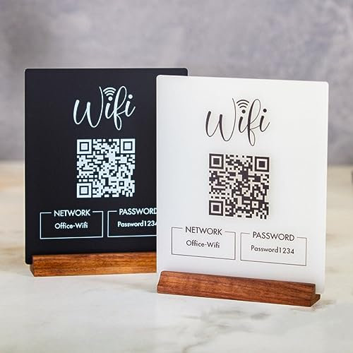 Pahdecor Placa acrílica personalizada con código Qr WiFi para el hogar, hotel, invitados, salón de belleza, uñas, spa, WiFi, contraseña, placa acrílica personalizada para cafetería, restaurante,