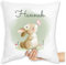Kissen 40x40 Zierkissen - Süßer Hase mit Name personalisiert I Hasen Geschenk Bunny I Rabbit I Kaninchen - 40 x 40 cm - Weiß - Custom Pillow hasenmotiv Ostern kissenhülle kaninchenkissen
