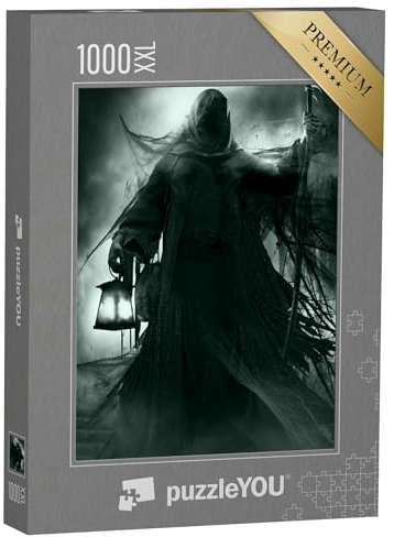 Puzzle 1000 Teile XXL „Gothic-Illustration: Sensemann mit Laterne“ – aus der Puzzle-Kollektion Gothik