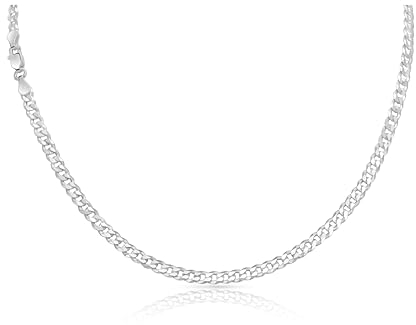 TAIPAN Silberkette 4mm breite Flach Panzerkette - hochglanzpoliert echt 925 Sterlingsilber Halskette für Ihn für Sie als Geschenkidee (50)