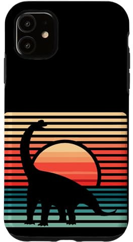 Hülle für iPhone 11 Brontosaurus - Dinosaurier Dino 1970er Vintage Sonnenuntergang